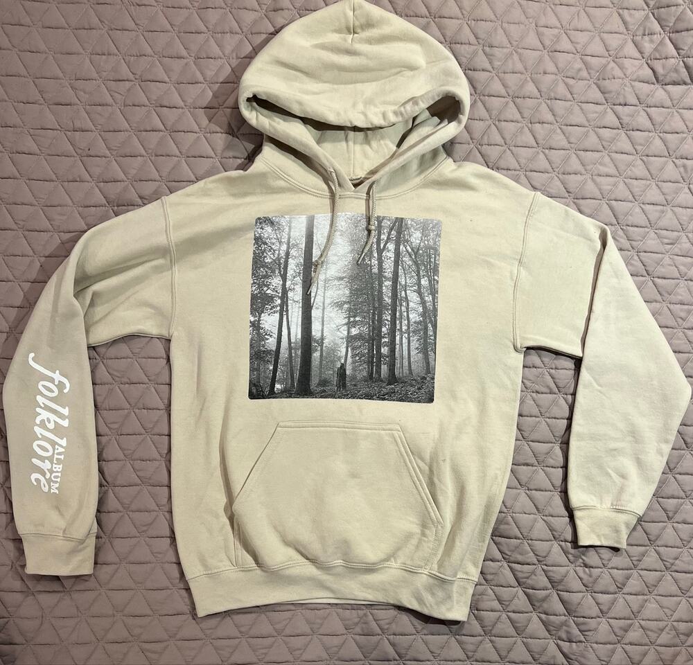 Taylor Swift Folklore Hoodie Sweathirt Beige Brown In the Trees. size small